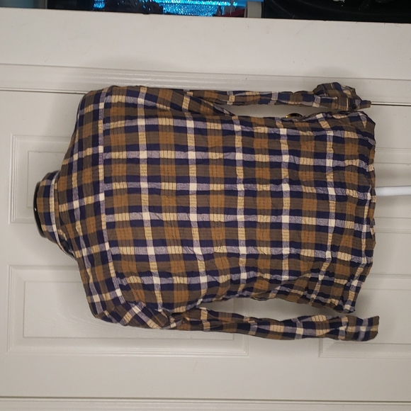 Pine Trail Vintage 1960s 1970s Brown Blue White Flannel Shirt Large - Picture 4 of 6